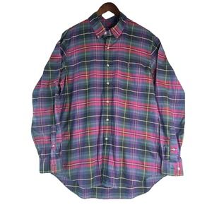 Ralph Lauren 100% Cotton Long Sleeve Plaid Red‎ Green Button Down Shirt Large
